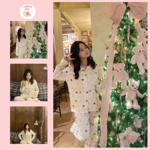 Bộ Đồ Ngủ Nữ Dài Tay Hoạ Tiết Ba Gấu Dễ Thương